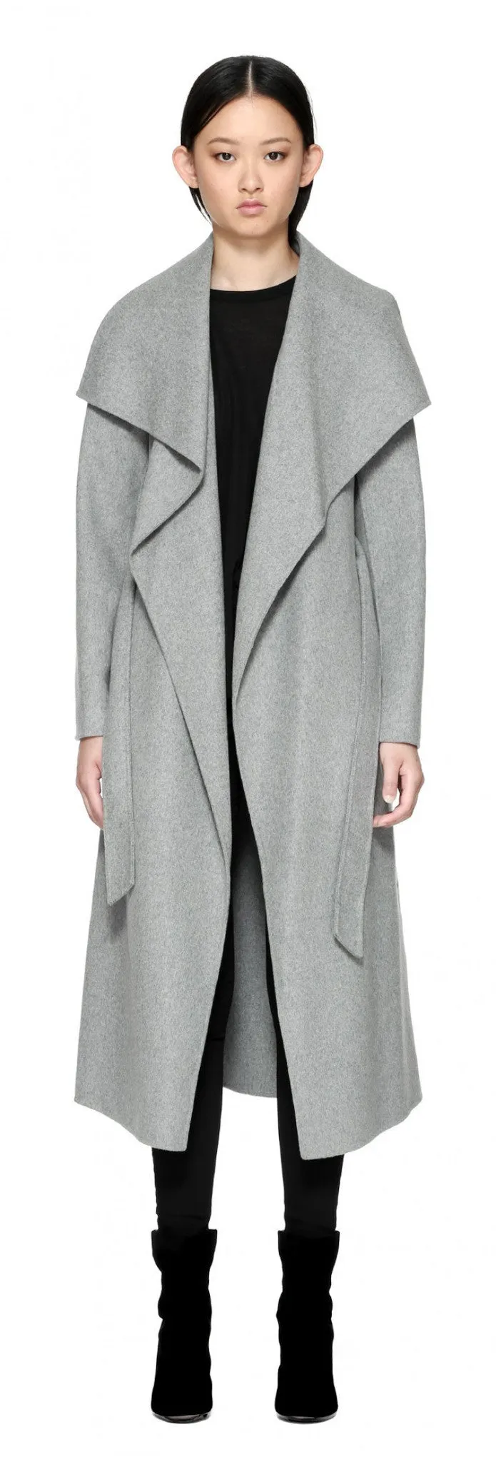 Mackage- Mai Long Coat   belted waist Light Grey