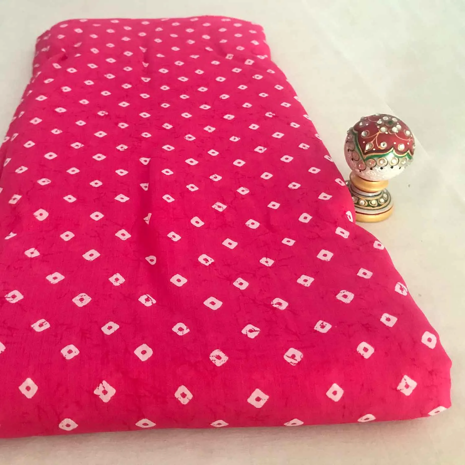 Magenta and White Dots Viscose Muslin Fabric