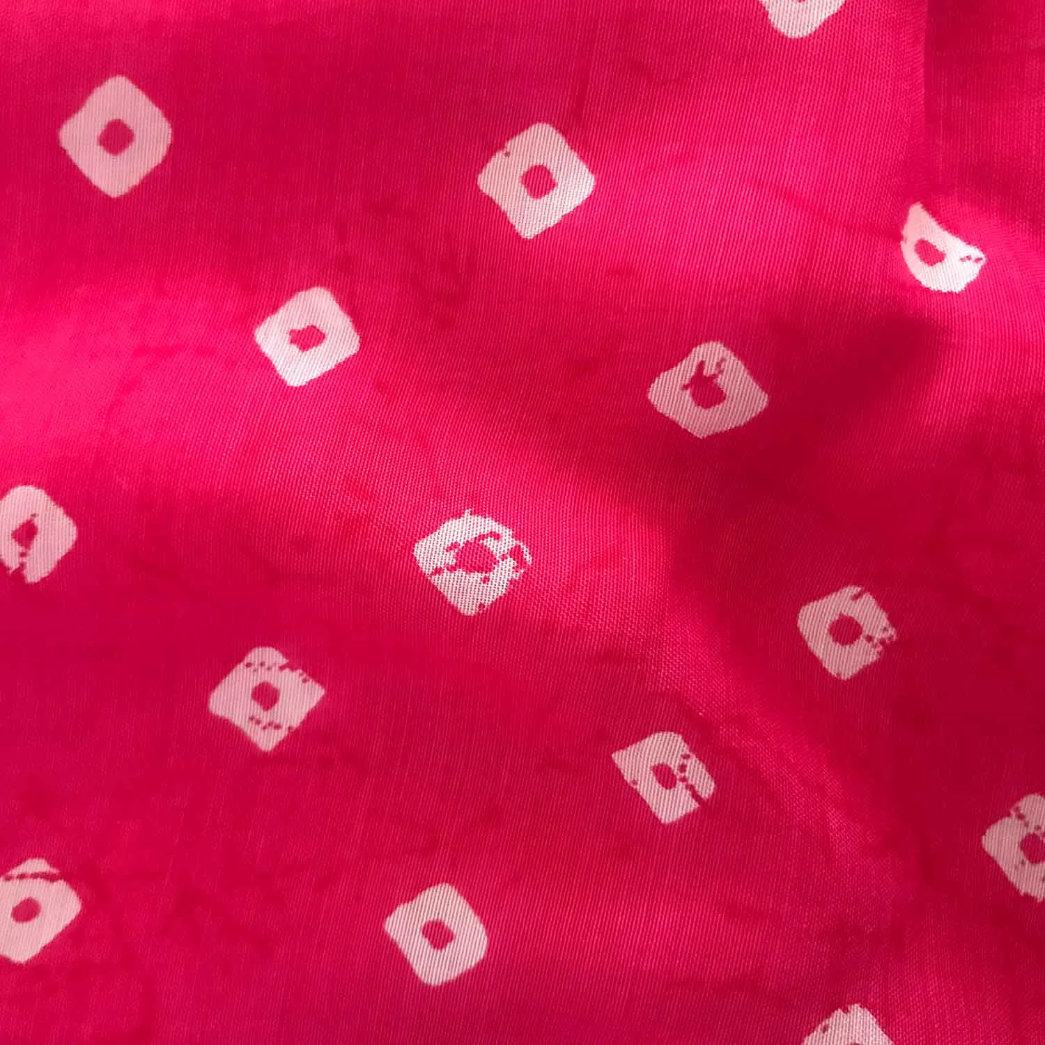 Magenta and White Dots Viscose Muslin Fabric