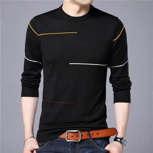 Male Striped Pullover Sweater New Autumn New Men's Sweater Fashion