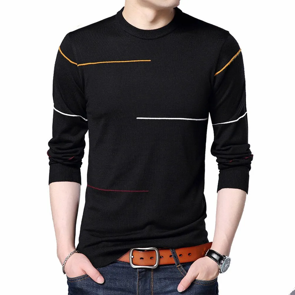 Male Striped Pullover Sweater New Autumn New Men's Sweater Fashion