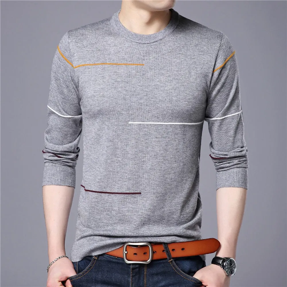 Male Striped Pullover Sweater New Autumn New Men's Sweater Fashion