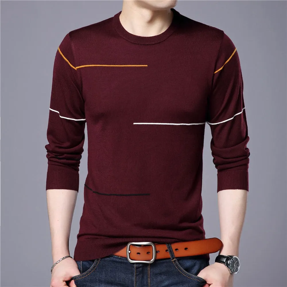 Male Striped Pullover Sweater New Autumn New Men's Sweater Fashion