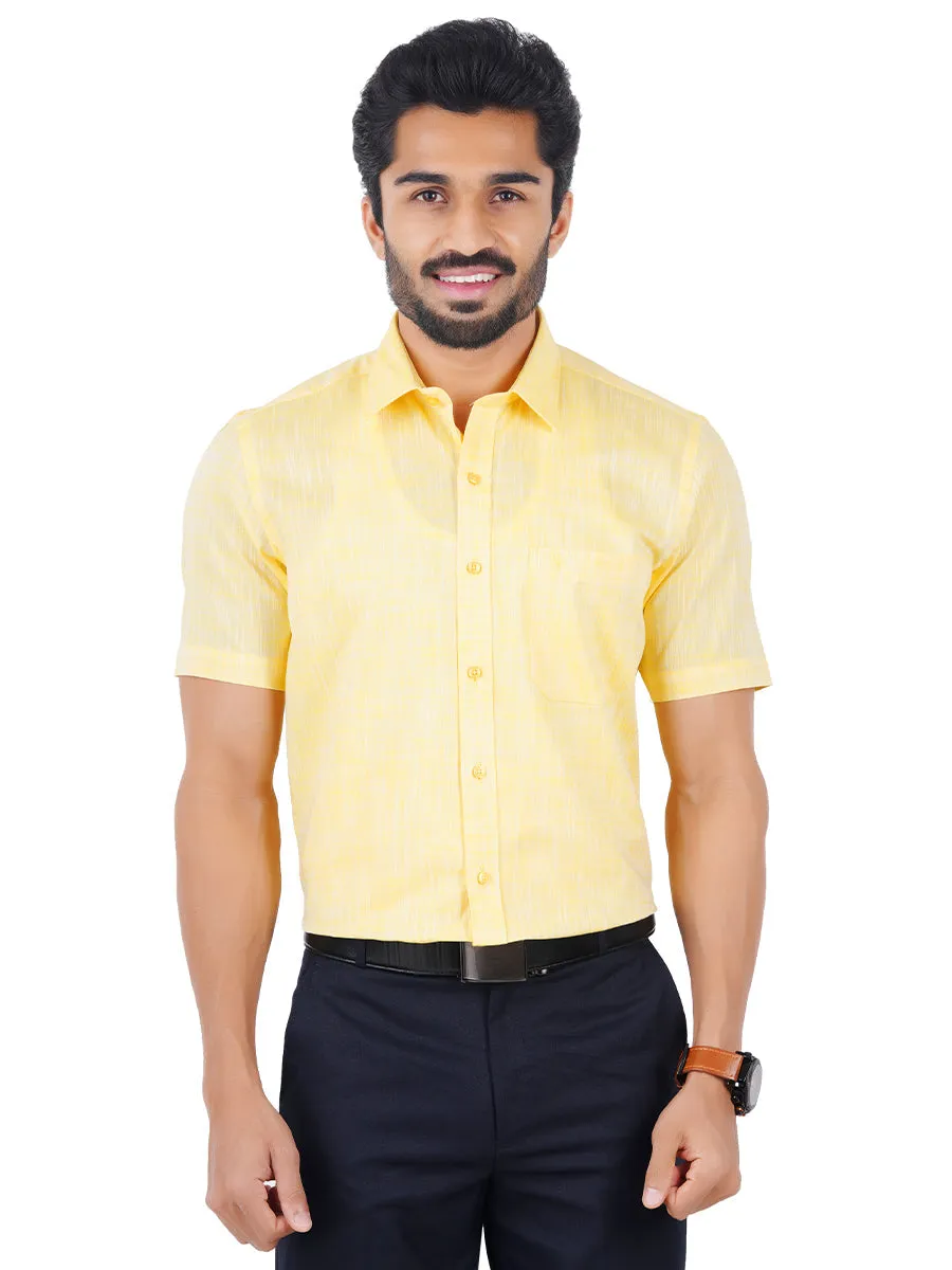 Men 100% Cotton Half Sleeves Shirt Yellow CL2 GT14