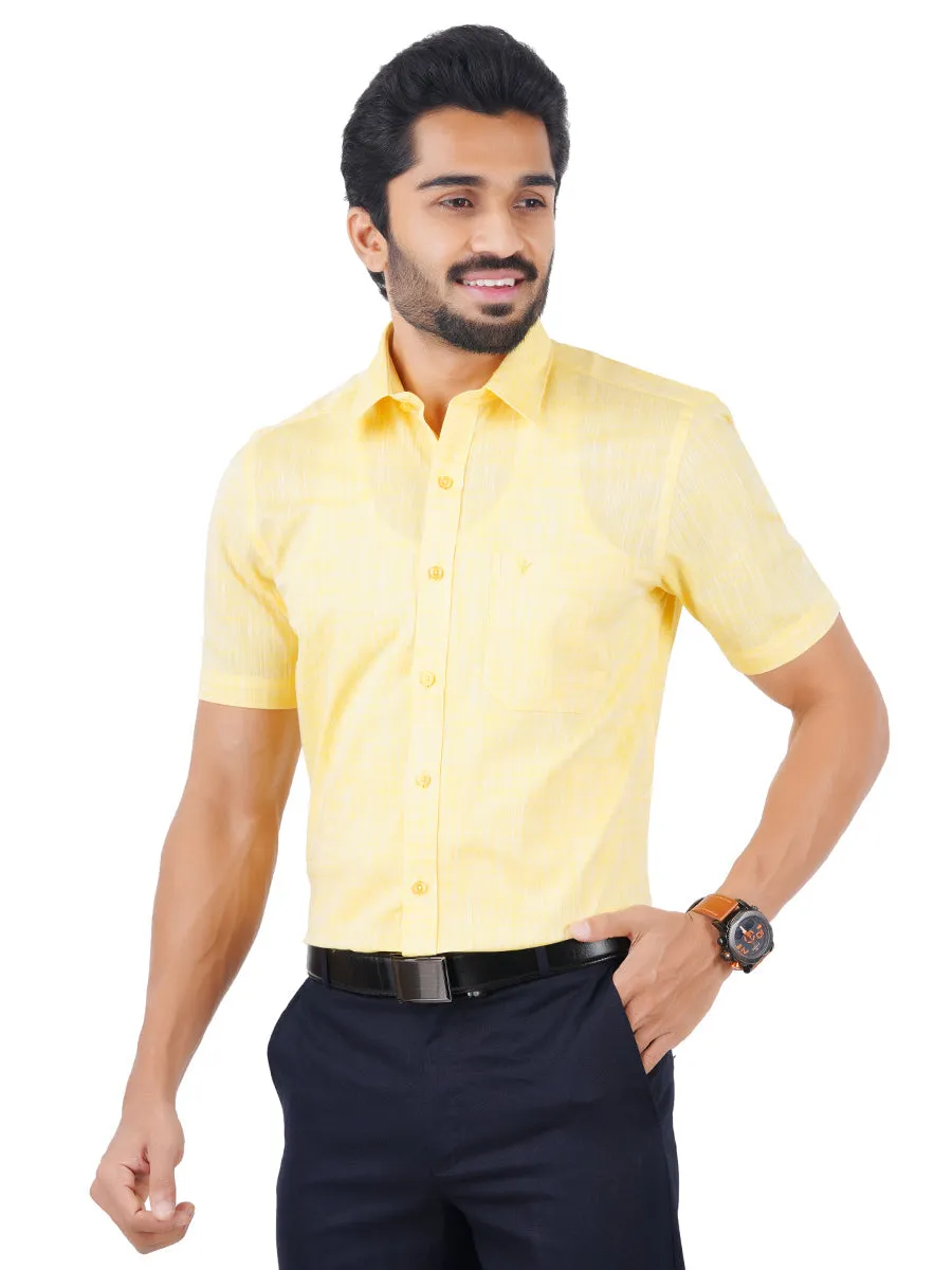 Men 100% Cotton Half Sleeves Shirt Yellow CL2 GT14