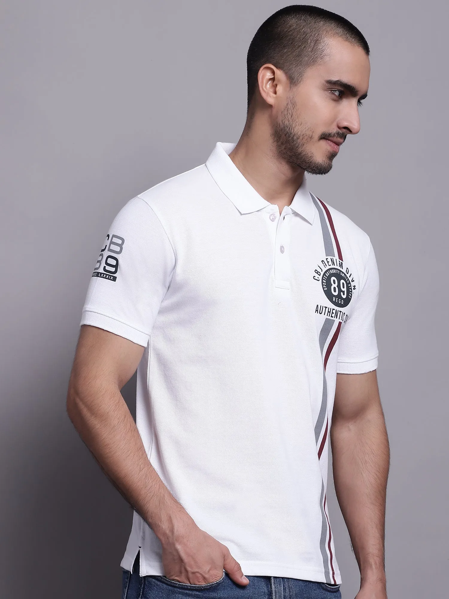 Men White Casual T-Shirt