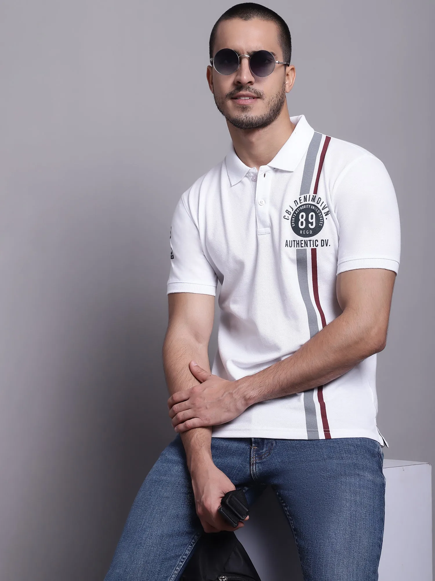 Men White Casual T-Shirt