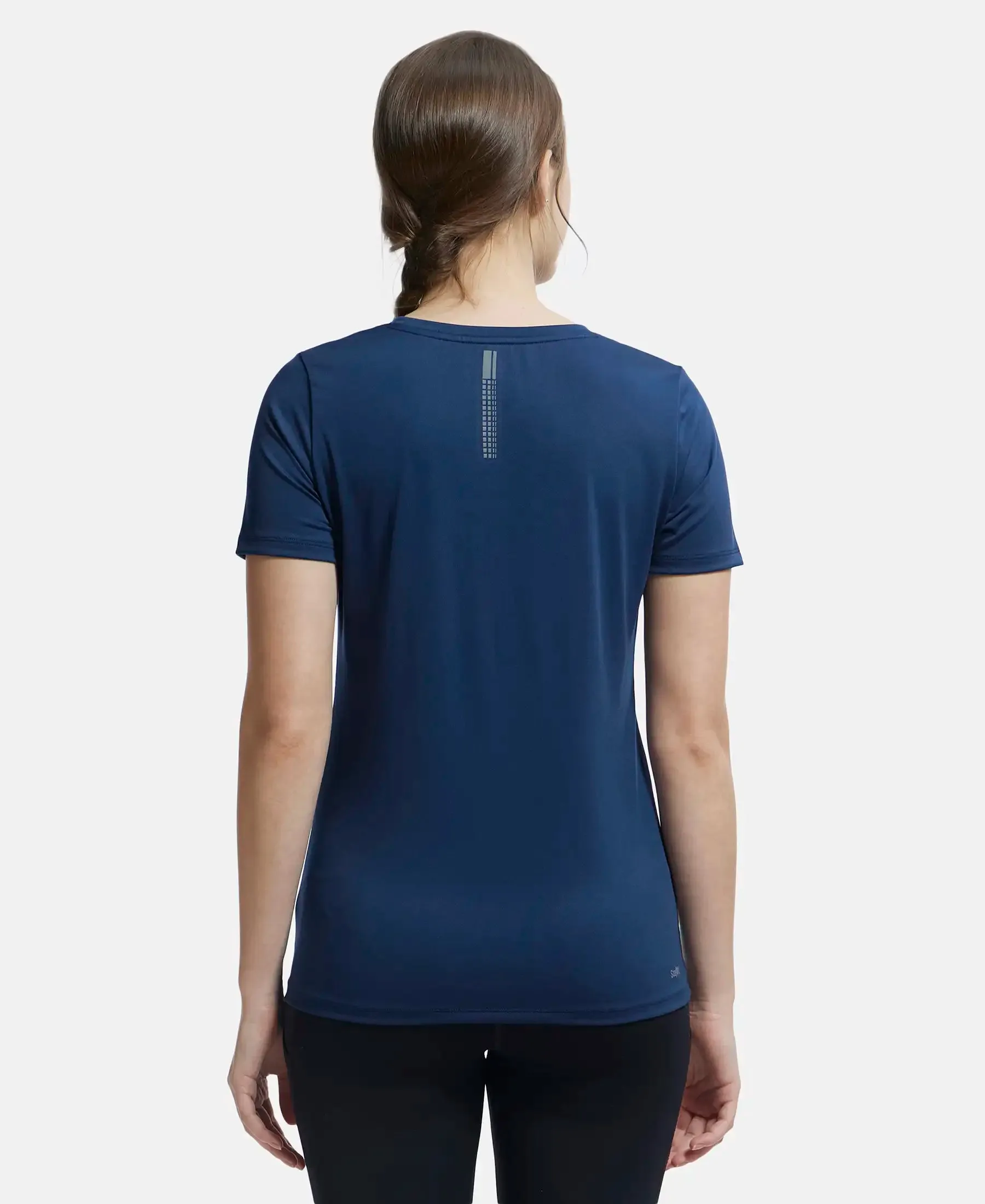 Microfiber Polyester Fabric Relaxed Fit Solid Round Neck Half Sleeve T-Shirt - Cosmic Sapphire