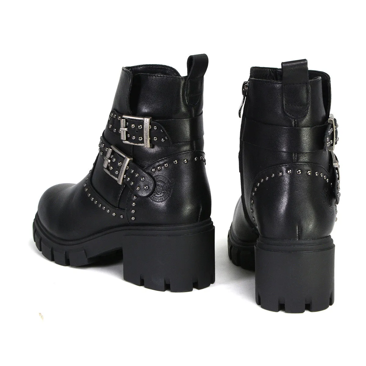 Milwaukee Leather Women's Siren Premium Black Studded Fashion Boots w/ Side Zippers MBL9446