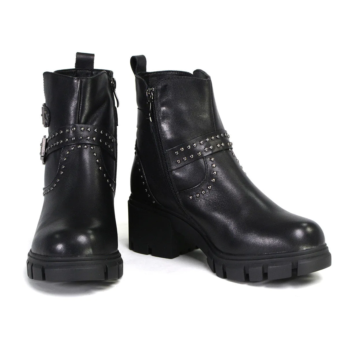 Milwaukee Leather Women's Siren Premium Black Studded Fashion Boots w/ Side Zippers MBL9446