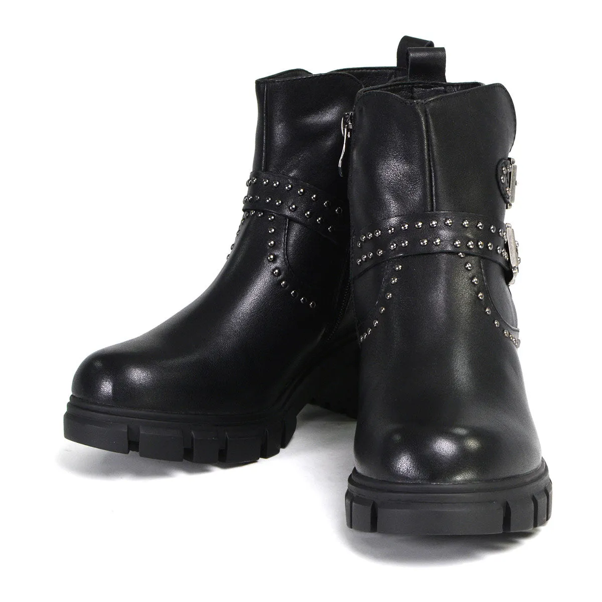 Milwaukee Leather Women's Siren Premium Black Studded Fashion Boots w/ Side Zippers MBL9446