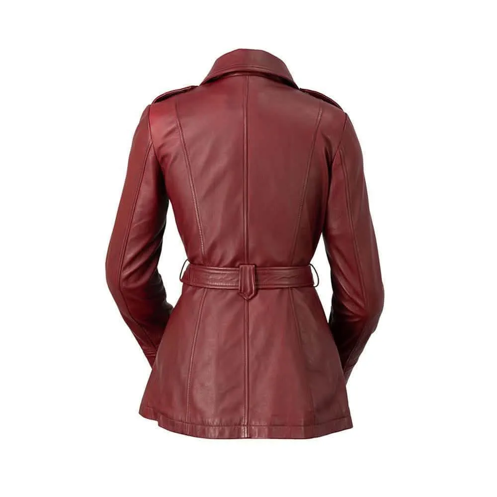 Monica Women's Customizable Fit Sheepskin Leather Chic Mid-Length Jacket