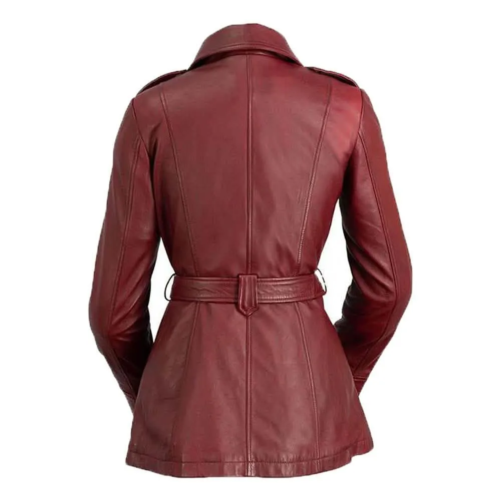 Monica Women's Customizable Fit Sheepskin Leather Chic Mid-Length Jacket