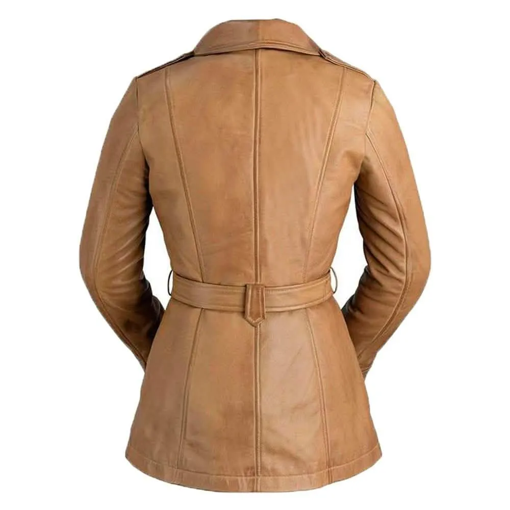 Monica Women's Customizable Fit Sheepskin Leather Chic Mid-Length Jacket