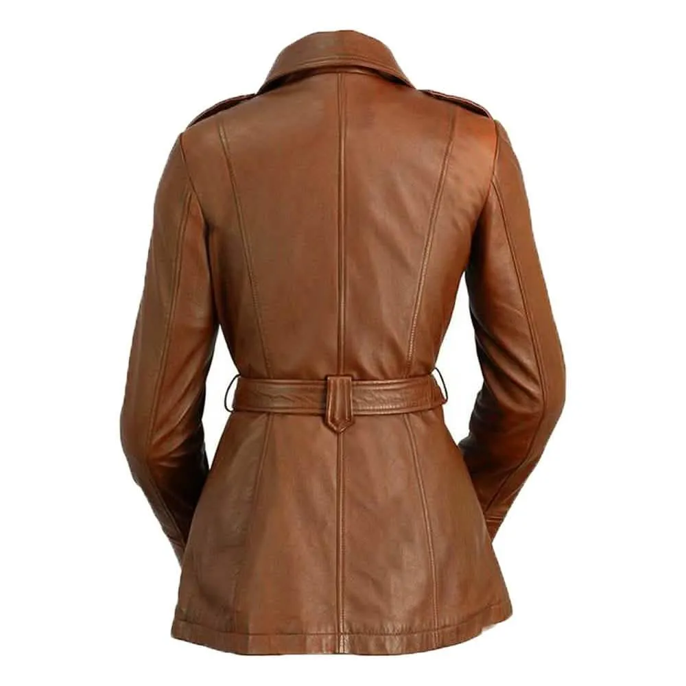 Monica Women's Customizable Fit Sheepskin Leather Chic Mid-Length Jacket