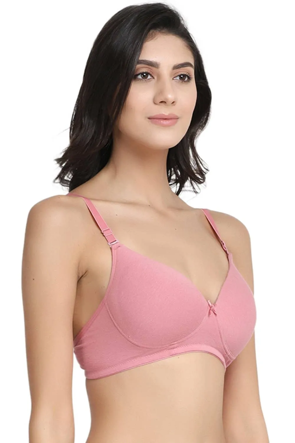 Organic Cotton  Antimicrobial Wire-free Padded Bra (Pack of 3)-ISB068-M.White_M.White_Mauve-