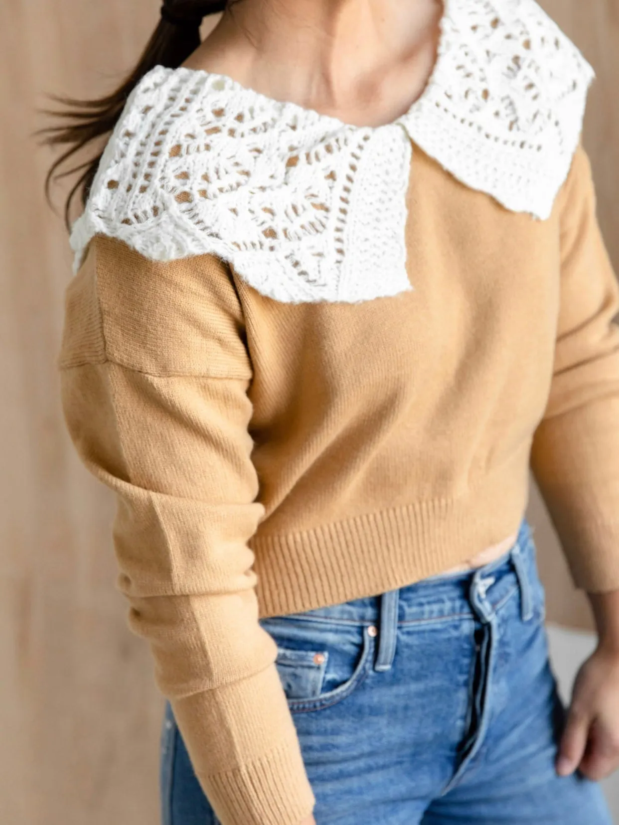 Penny Collared Sweater in Latte