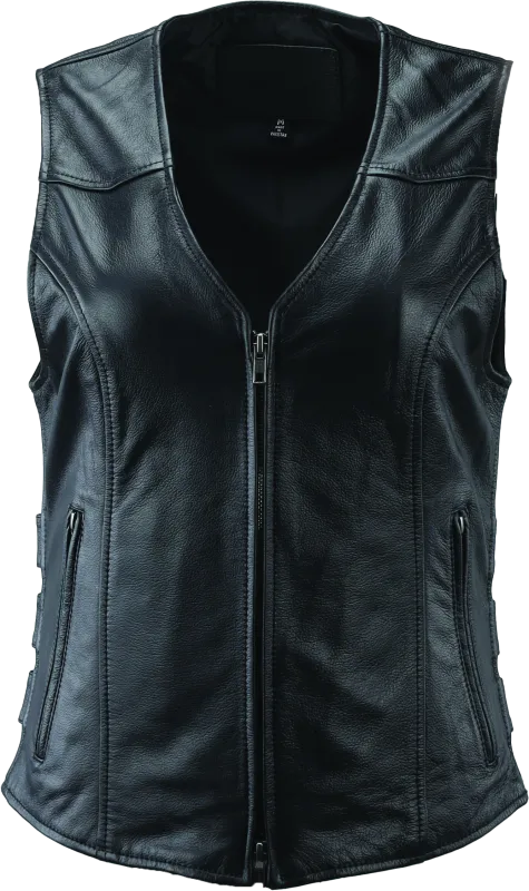 River Road Plains Leather Vest Black Womens - Large