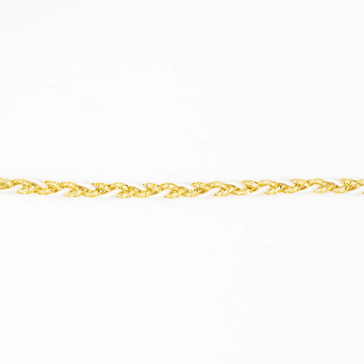 Simplicity White/Gold Metallic Parachute Braid- 4.8mm