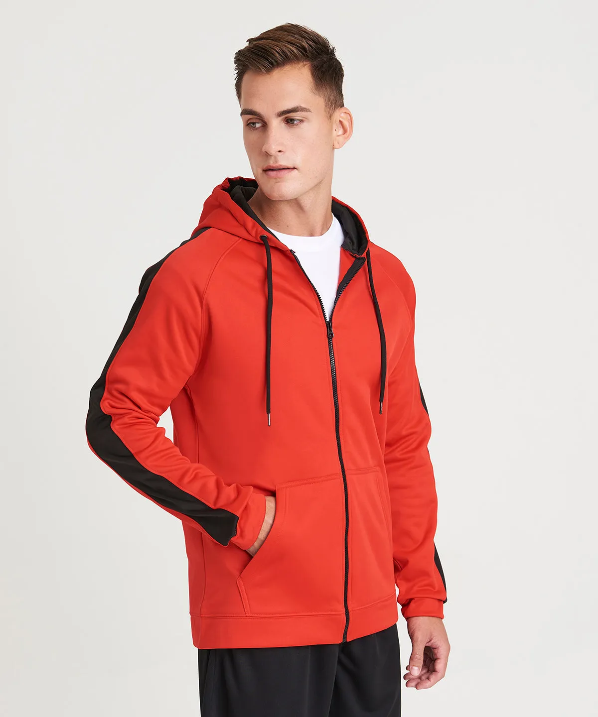 Sports polyester zoodie | Fire Red/Jet Black