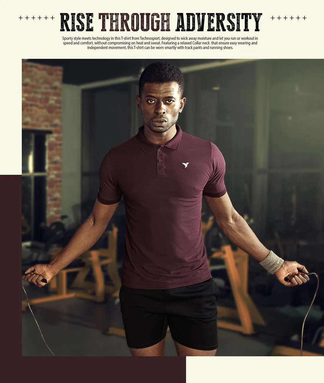 TechnoSport Polo Neck Half Sleeve Dry Fit T Shirt for Men OR-11 (Burgundi)