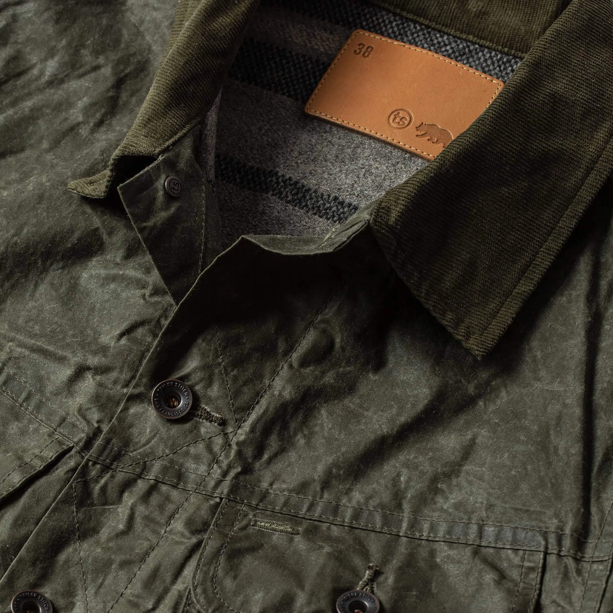 The Lined Long Haul Jacket in Olive Waxed Canvas