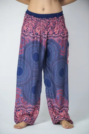 Unisex Geometric Mandalas Harem Pants in Blue