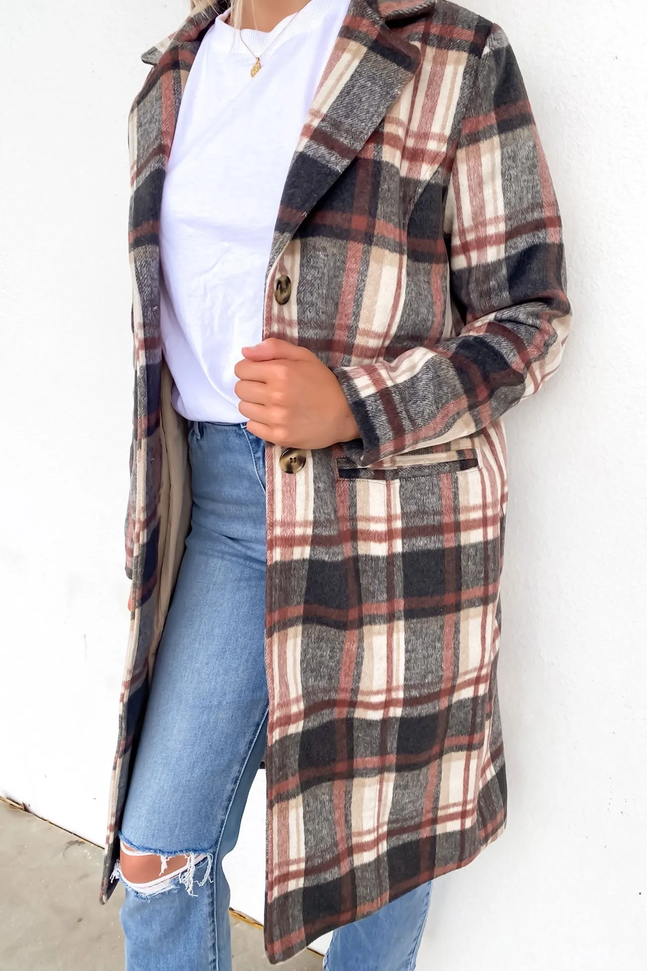 Westward Coat Rust Tan Check