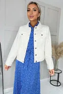 WHITE COTTON STRETCH DENIM JACKET