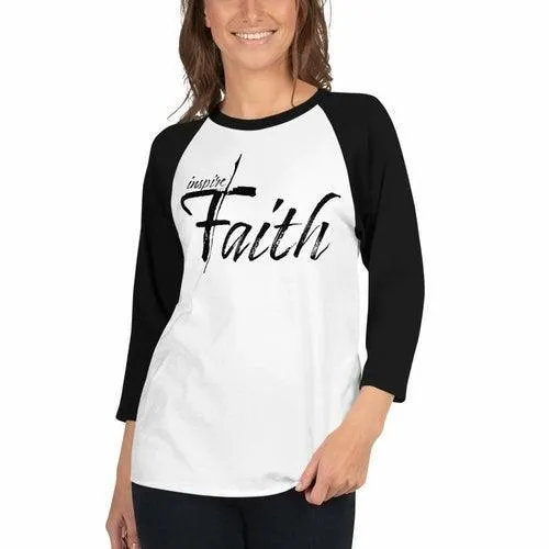 Womens Raglan Tee, Inspire Faith Graphic Pullover Baseball Shirt