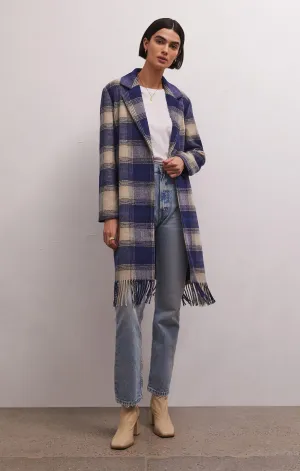 Ynez Fringed Plaid Coat